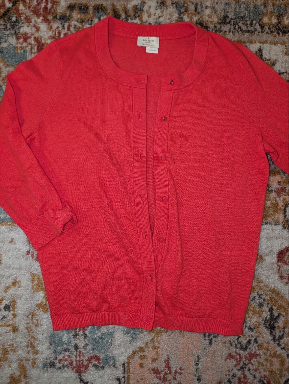 Kate Spade Women's M Pink Button-Up Cardigan Bows Feminine